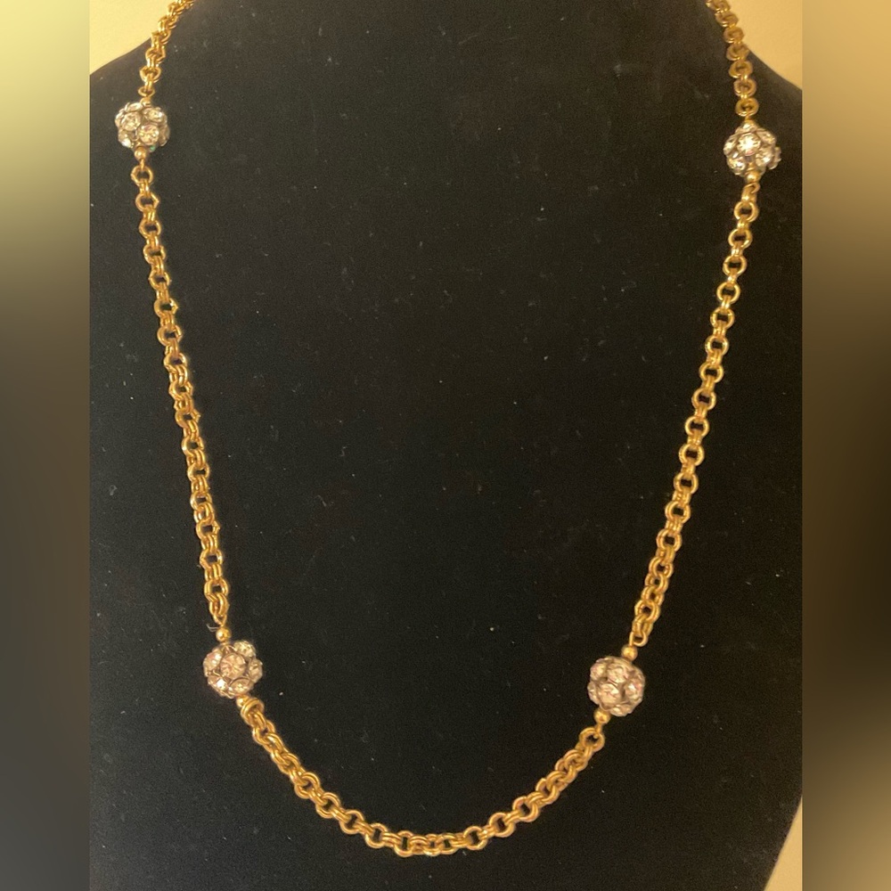 #160 Kenneth Jay Lane Goldtone & Rhinestone Necklace